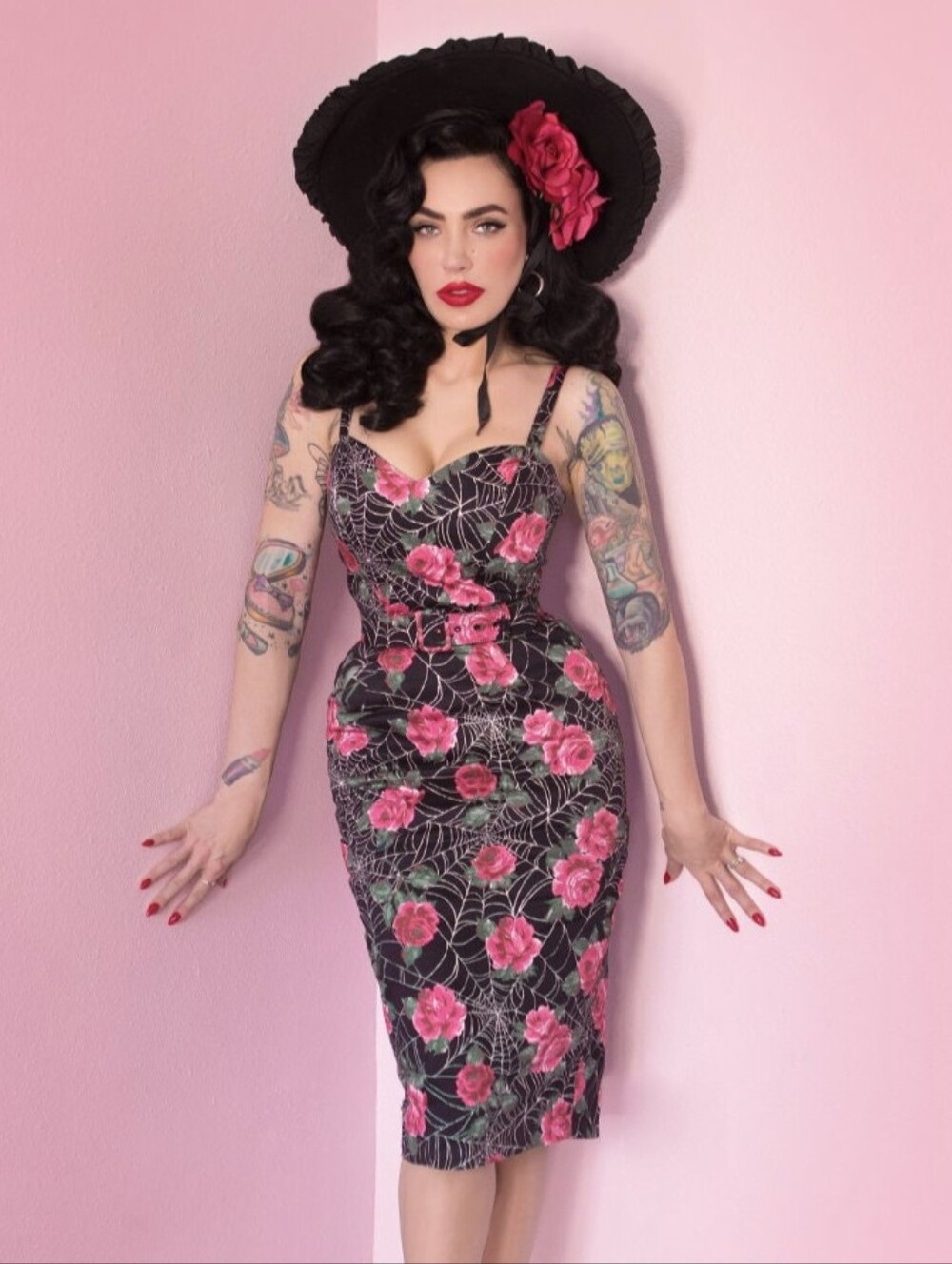 RARE Vixen By Micheline Pitt Spiderweb Wiggle Dress
